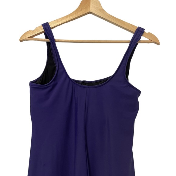 WOMENS LANDS' END PURPLE SURPLICE WRAP ONE PIECE SWIMSUIT DRESS SIZE 10 - Picture 5 of 8